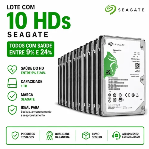 Lote 10 HD 1 terá tb Seagate saúde baixa
