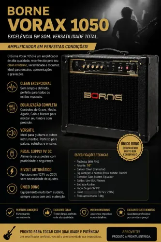 Amplificador Borne Vorax 1050 | Excelente Estado | Único Dono | Bivolt