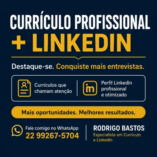 Currículo Profissional e Perfil LinkedIn para Emprego