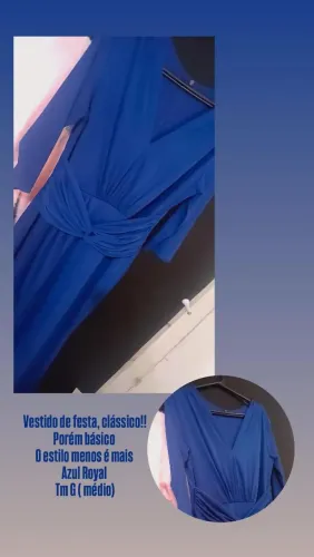 Vestido usado apenas 1 vez, malha de qualidade. Azul Royal vestindo ate 42.