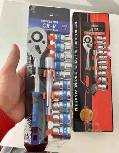 Kit Jogo de Soquetes CR-V 12 Peças com Catraca Reversível 1/2" e Extensor