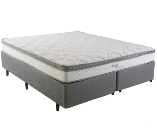 Cama Box Queen Size Herval Ômega (Colchão Molas Ensacadas + Base Bipartida)