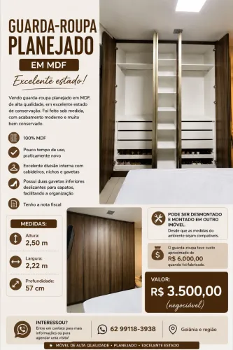 Guarda-roupa planejado em MDF - Excelente estado