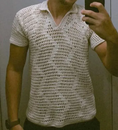 Camisa Masculina de Crochê