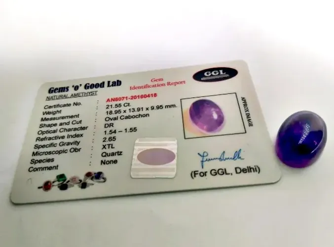 Ametista Natural Lapidada 21.55ct - Com Certificado G G L