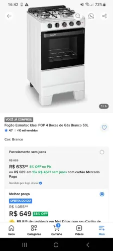 Fogao 4 bocas Nova na Caixa