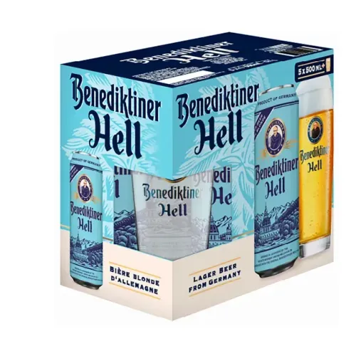 Kit Cerveja Benediktiner Hell 5X500ml e Copo