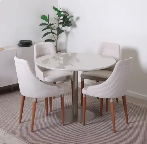 Mesa de Jantar HomeDock - Redonda com Vidro para 4 Lugares Cloe 108 cm