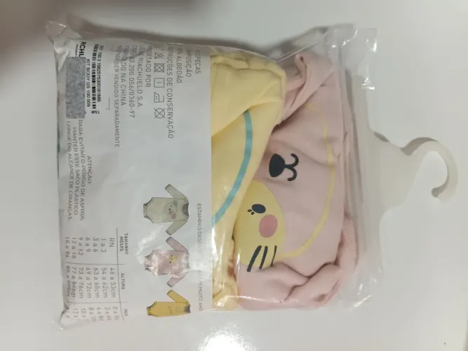 Conjunto body bebê menina tam 0 a 3 meses