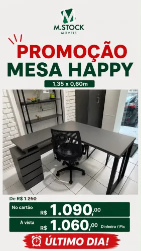 Mesa com gaveteiro em L para escritório