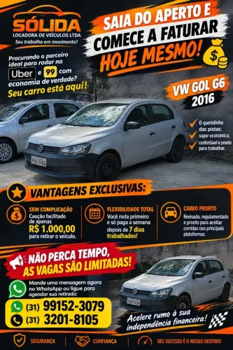 Locação de Veículos para motorista de Aplicativo UBER e 99