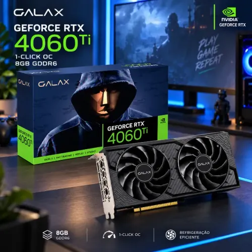 Placa de Vídeo Galax RTX 4060 Ti 8GB GDDR6 128 Bits Open Box