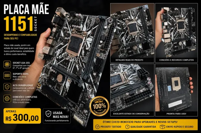 Placa Mãe LGA 1151 DDR4 - Excelente Estado | R$ 300,00