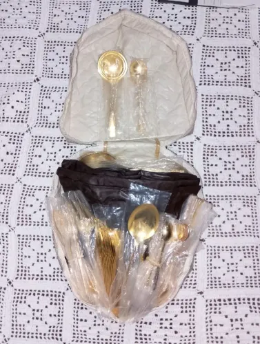 Faqueiro Dourado 126 Peças 