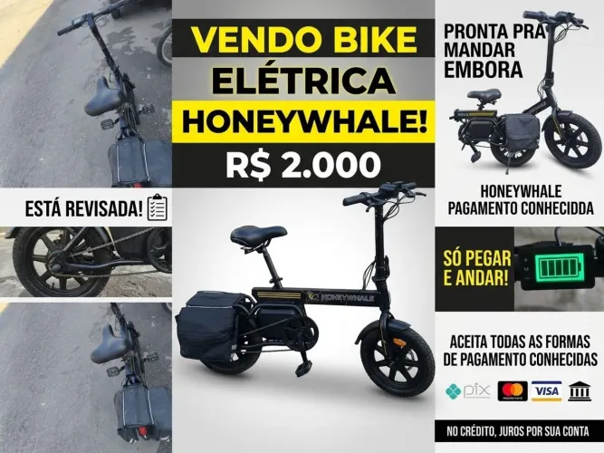 ? OPORTUNIDADE! Bike Elétrica Honeywhale Dobrável - Preço Reduzido pra Vender Rápido!