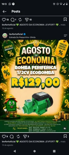 Bomba periférica 1/2cv ecobomba