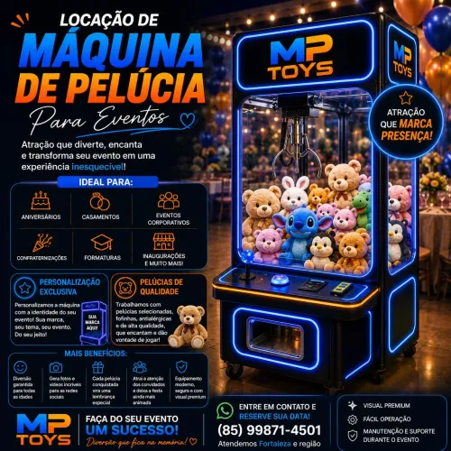 Aluguel de máquina de pelúcia para evento
