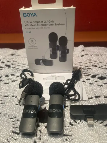 Microfone BOYA V20 Lightning - Estado de Novo - Pouquíssimo Uso