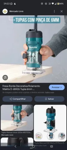 Tupia Manual Makita M3700B de 530W e 6mm.