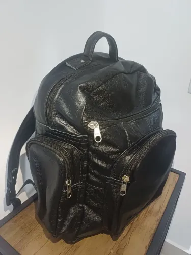 Mochila Couro Legítimo Preta - Alta Qualidade
