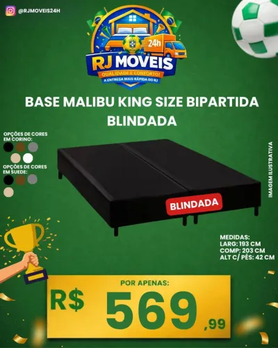 Base cama King bipartida blindada Suede ou Corino / várias cores / pague na entrega