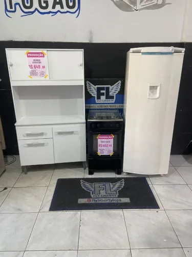 KIT GELADEIRA CÔNSUL DEGELO SECO + FOGÃO 4 BOCASMANUAL + ARMÁRIO DE COZINHA CEARÁ