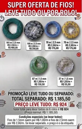 Fios Elétricos 2,5mm e 1,5mm