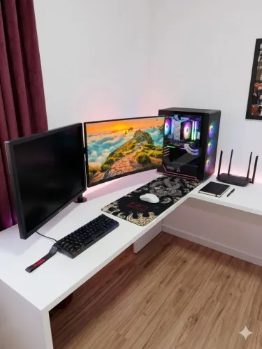 PC Gamer Completo Ryzen 5 32GB 3200 + RX 5700XT + 2 Monitores + Setup RGB Full