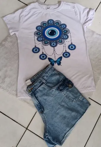 T SHIRT OLHO SHORT JEANS CARGO