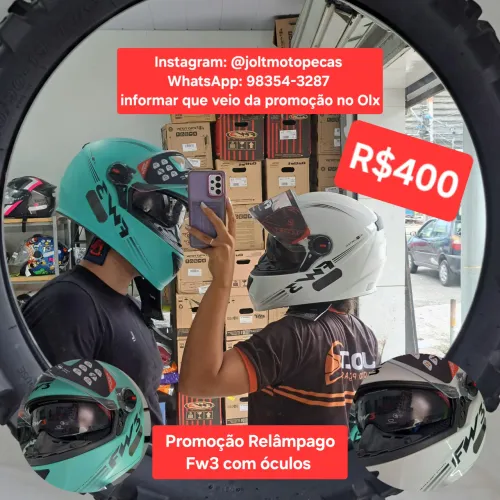 PROMOÇÃO! Capacete FW3 óculos interno