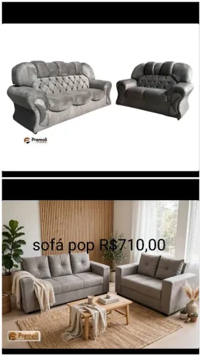 Sofá 2/3 Belgica Tecido Veludado Luxo Espuma Selada D28 LEVA 2 PAGA 1 PROMOÇÃO