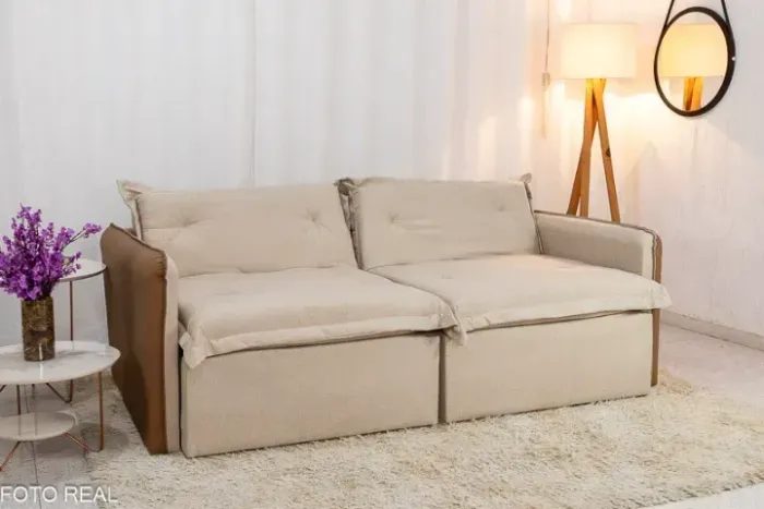 Sofá 3 Lugares Retrátil Linho Premium