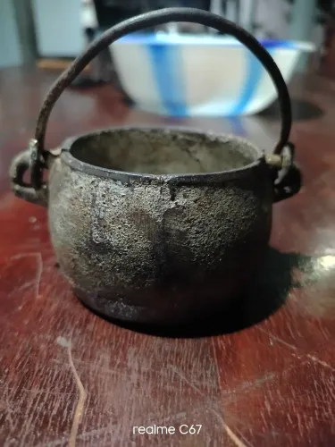 Mini caldeirão de ferro fundido rústico vintage 