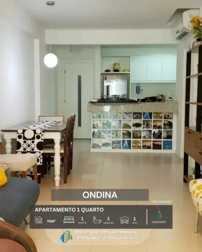 APARTAMENTO CLIMATIZADO MOBILIADO 75m² 1 QUARTO 1 SUÍTE VARANDA GOURMET 1 GARAGEM INFRA VE