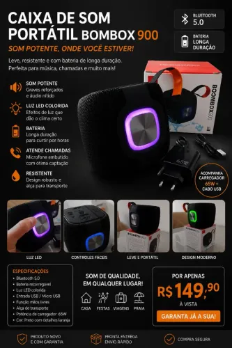 Caixa de som boombox 900 ( a prova d'água)