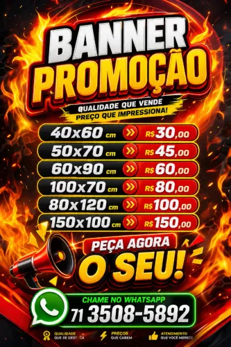 Banner Promocional Personalizado | Lona 440g | Alta Qualidade | A partir de R$ 30,00