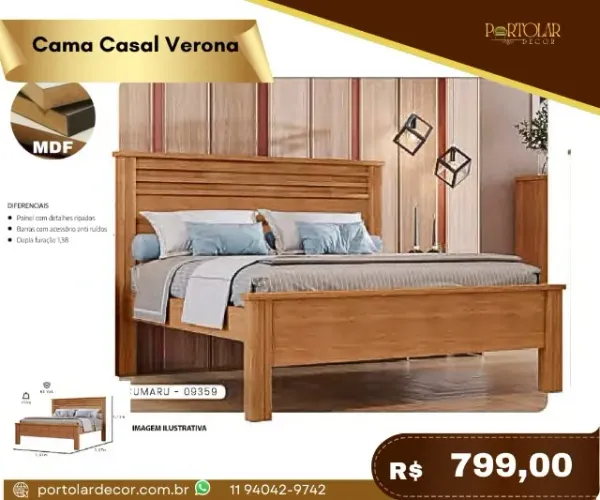Cama casal Verona, a pronta entrega