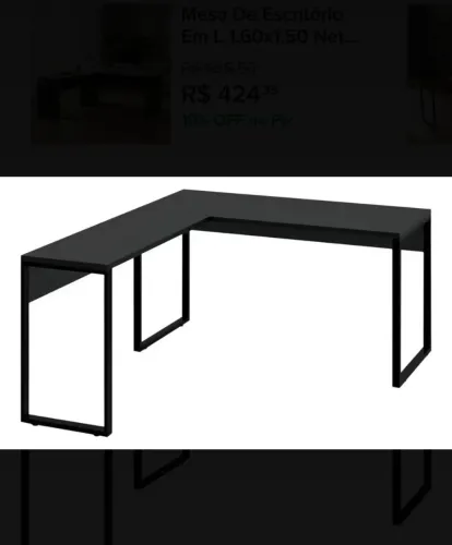 Mesa de Escritório em L Estilo Industrial 1,50mX1,50m