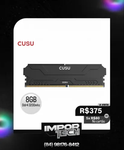 Memória ram 8GB Ddr4 3200MHz CUSU. @importech_084
