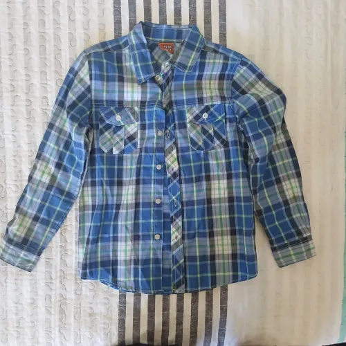 Camisa Infantil Xadrez Azul Tam 8