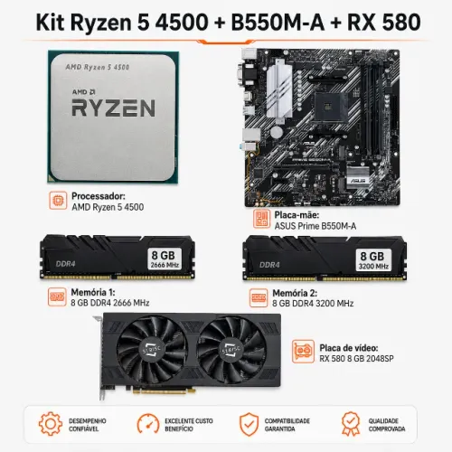 KIT AM4 l RYZEN 5 l 16 GB RAM l RX 580 l TROCO POR KIT INFERIOR, XEON, MONITOR