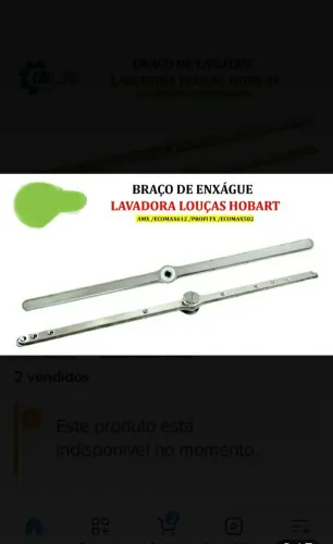 Braço De Enxágue - Lavadora Louças Horbart - Ecomax 612