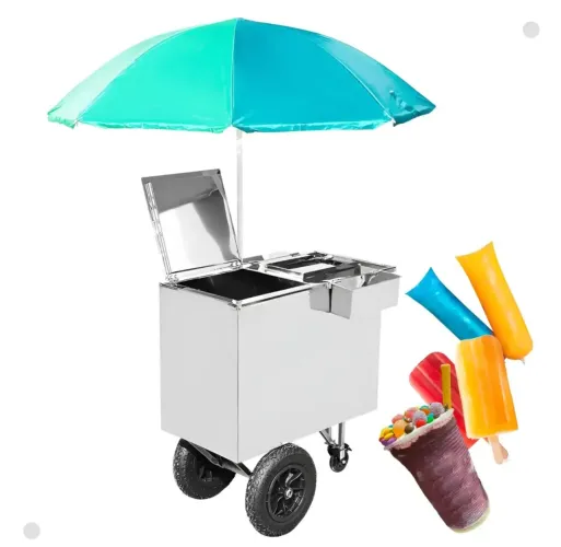 Carrinho De Açaí Picolé Sorvete Bebidas Coco Com Guarda Sol
