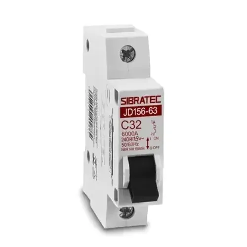 Disjuntor Mini Monopolar JD156 32A Curva C 6kA Sibratec