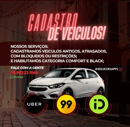 Cadastro de veiculo antigo nos apps de motorista