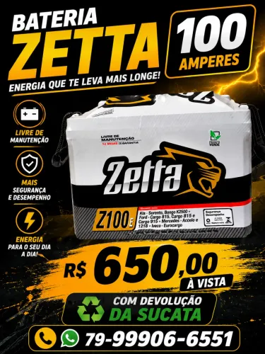 Bateria 100 amperes Zetta Nova