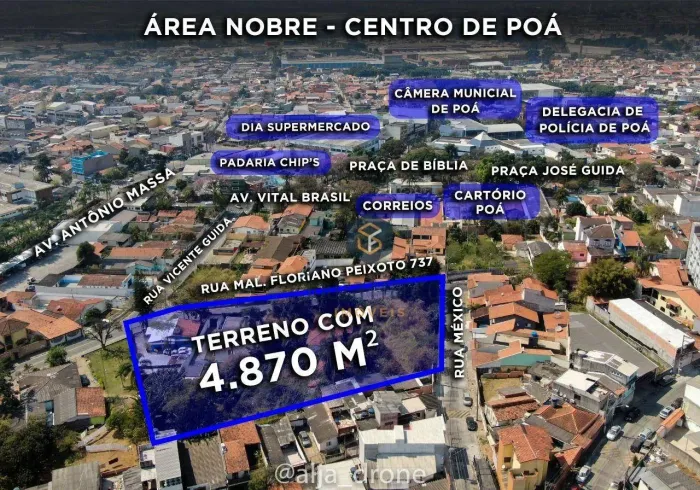Terreno à venda, 4870 m² por R$ 8.800.000,00 - Centro - Poá/SP