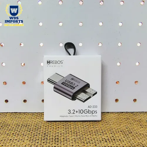 Adaptador Tipo-C Macho para Micro-B Macho | Usb 3.2 10Gbps - Hrebos