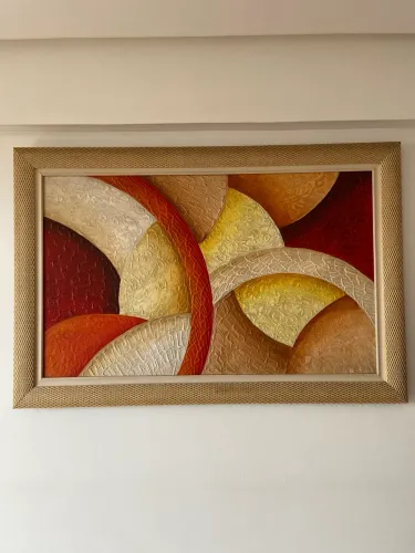 Quadro Decorativo Abstrato Grande - Texturizado - Moldura Trabalhada
