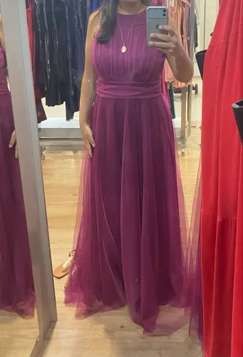 Vestido longo fúcsia